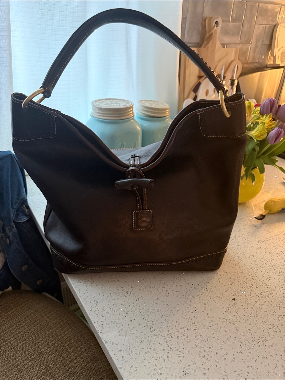 Classic Dark Brown Leather Hobo Bag